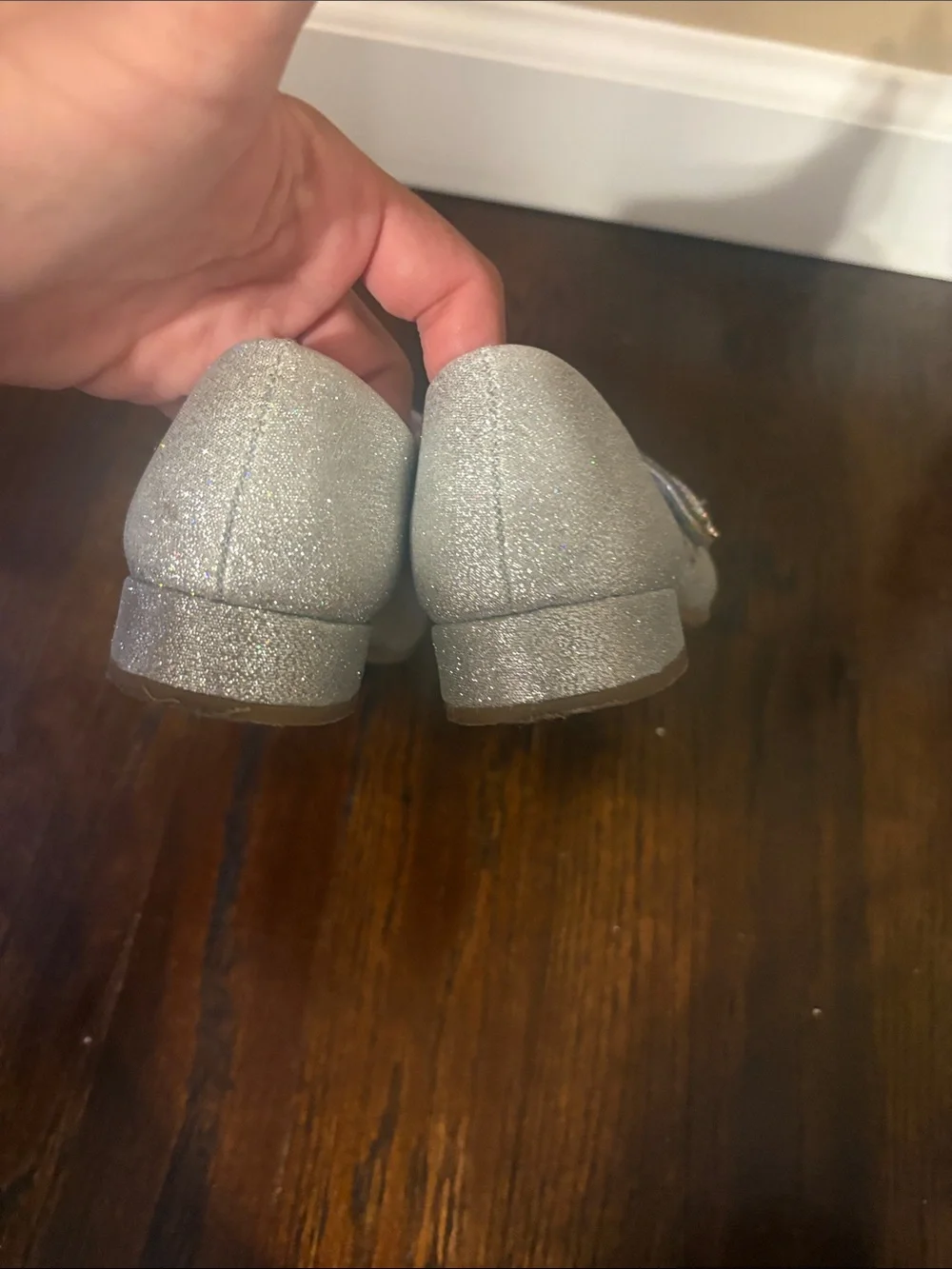 Kelly & Katie Glitter Bow Mary Jane Shoes - Silver